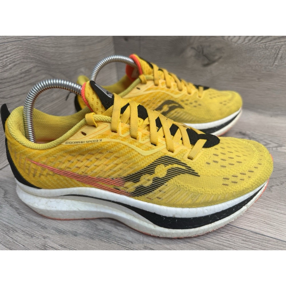 Saucony Endorphin Speed 2 Running Shoes Mens 7.5 Yellow Lightweight Race Trainer
